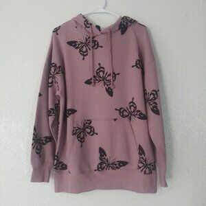 Wild Fable women's size M purple and black butterfly hooded sweater